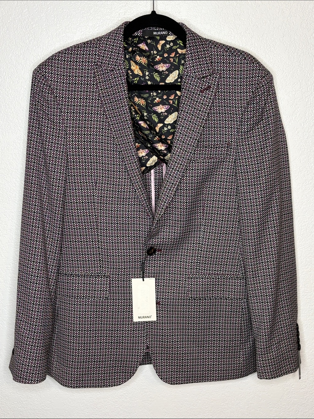 Murano Plantsmen Collection Plum & Black Geometric Print Blazer Size Medium NWT